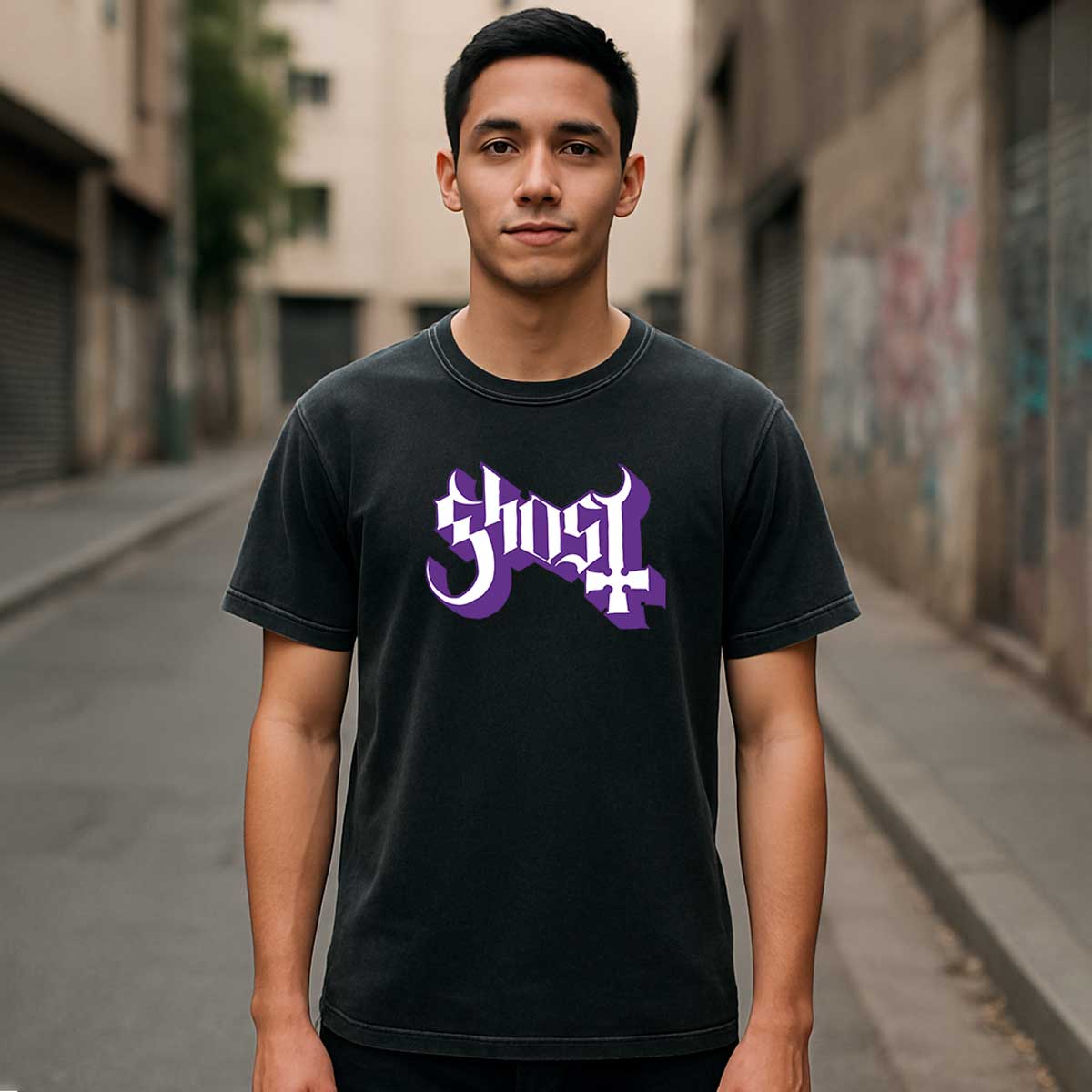 Playera Pigment Wash Ghost | Logo