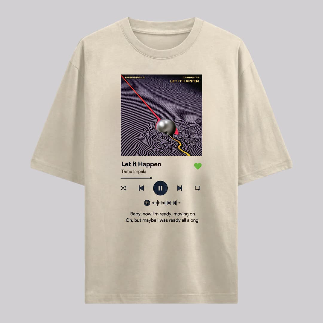 Playera Oversize Beige Personalizada: Tu Canción Aquí