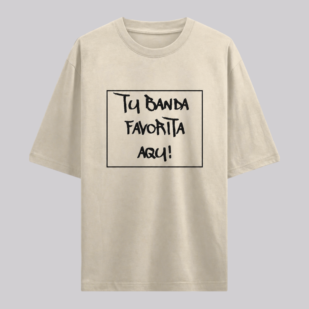 Playera Oversize Beige Personalizada: Tu Banda Aquí