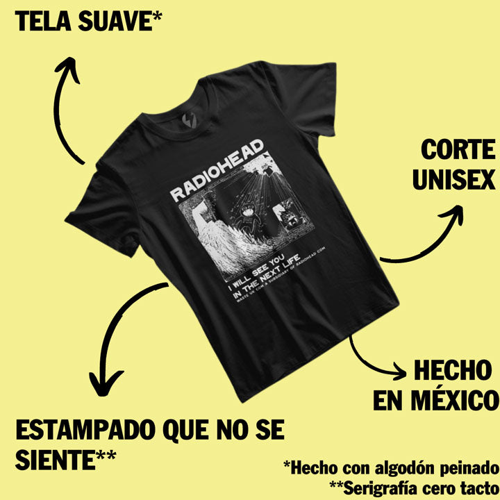 Playera algodón negra Radiohead 