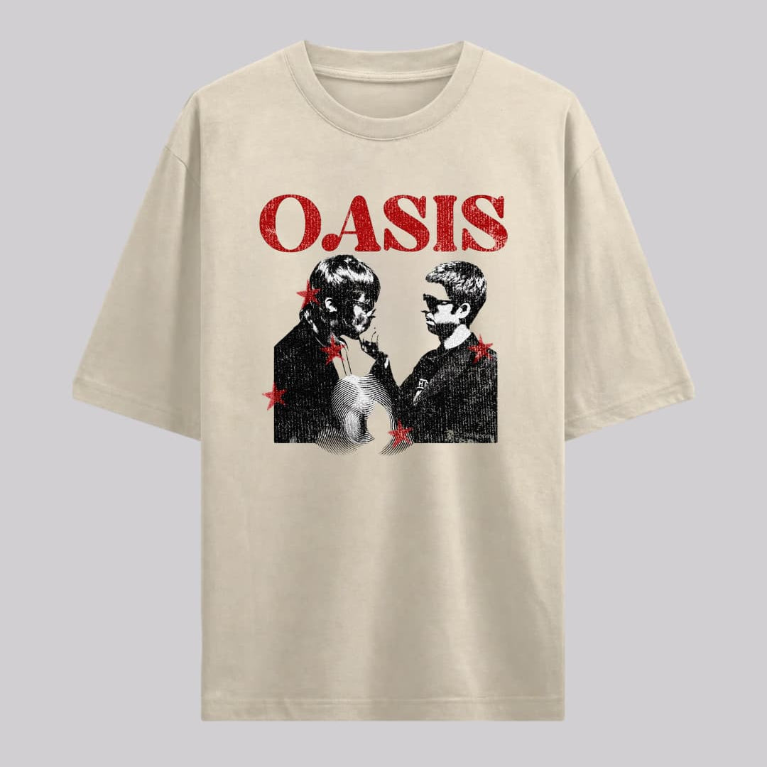 Playera Oversize Beige Personalizada: Tu Banda Aquí