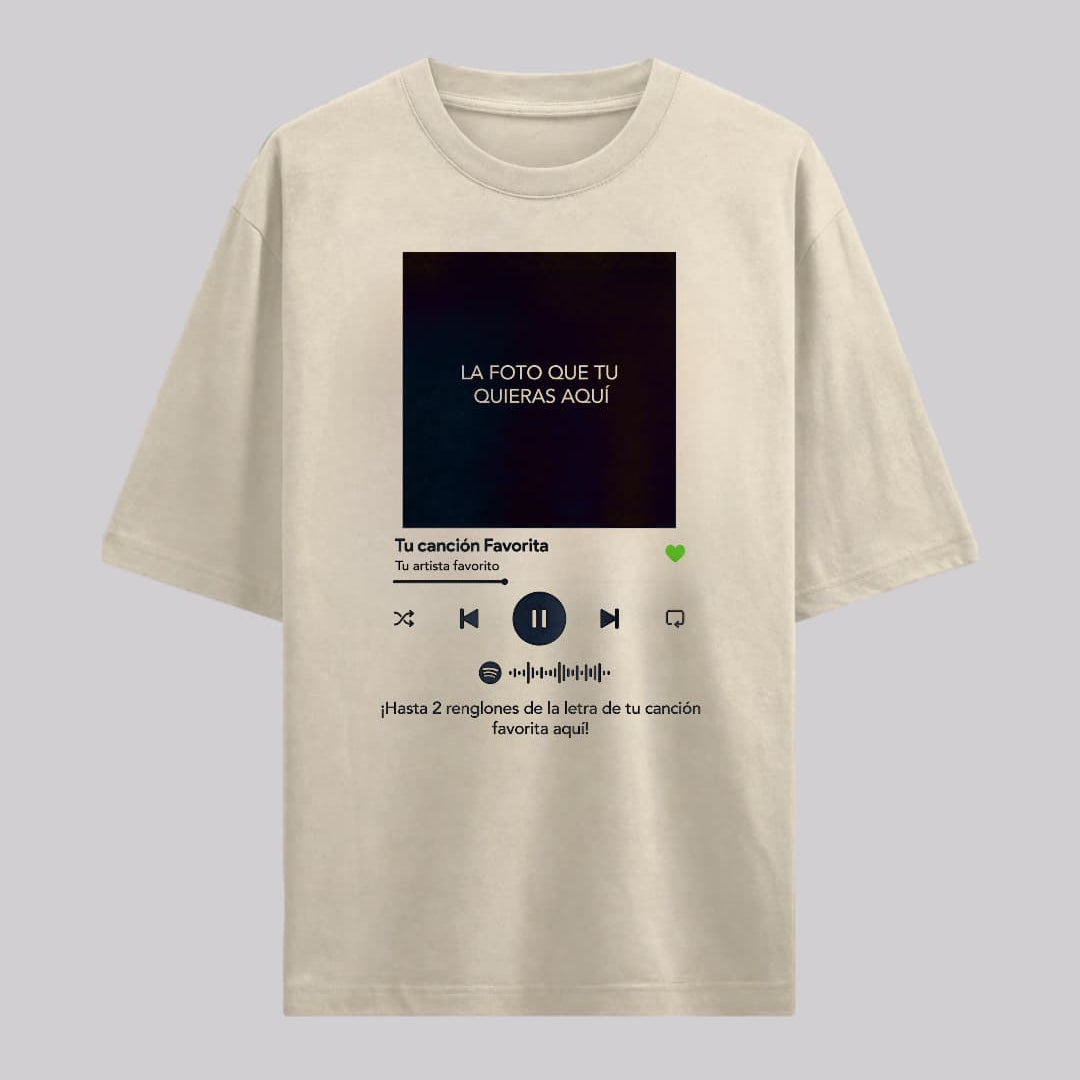 Playera Oversize Beige Personalizada: Tu Canción Aquí