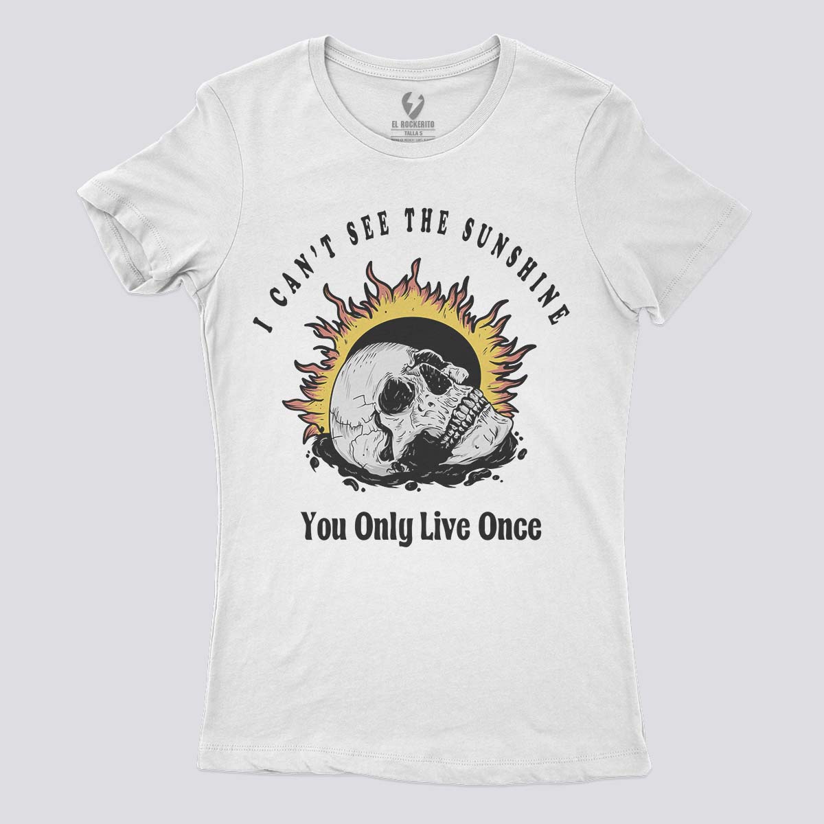 Playera algodón blanca mujer You Only Live Once The Strokes